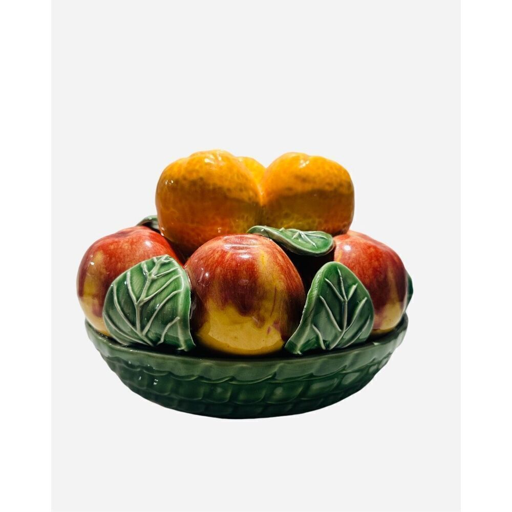 Vintage Portugal Pottery Mayólica Jay Willfred Fruit Basket Peach & Orange
